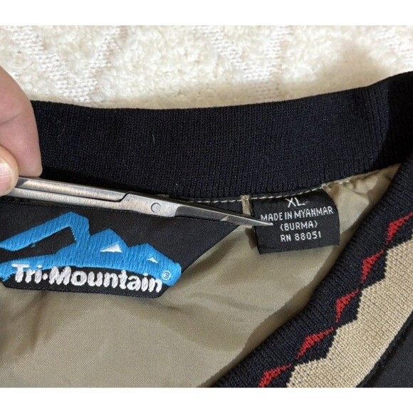 Vintage 90s Firestone Embroidered Black Windbreaker Aztec Trim Size XL - Picture 14 of 16